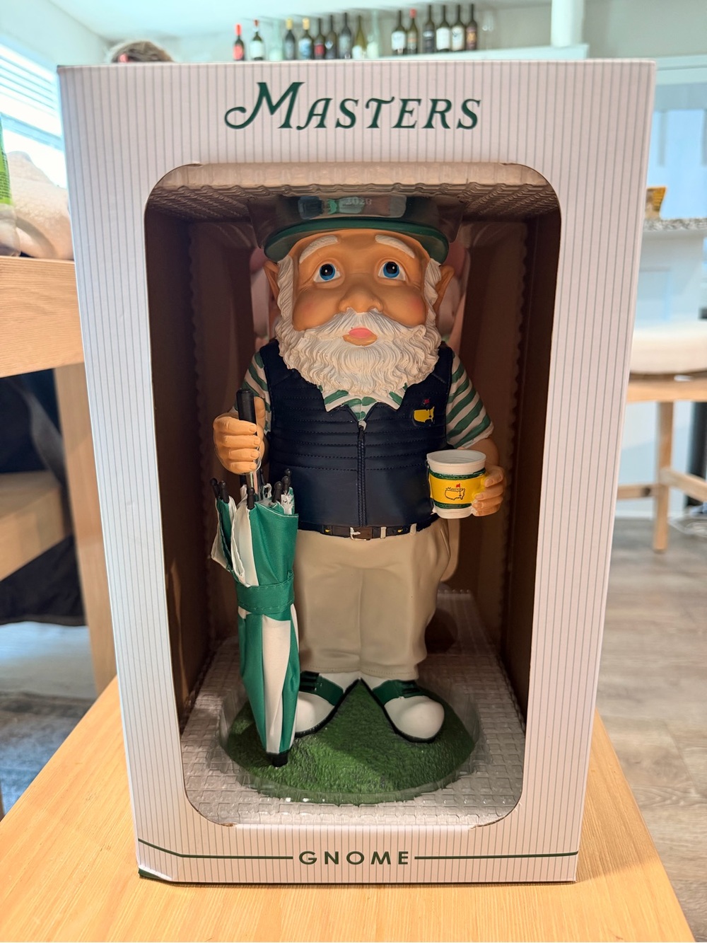 Masters Golf Gnome with Green and White Umbrella